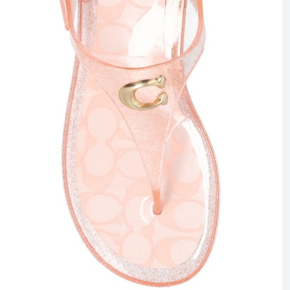 COACH Pink Sparkle Natalee Flat Toepost Sandals Size 10 NEW - Picture 5 of 12